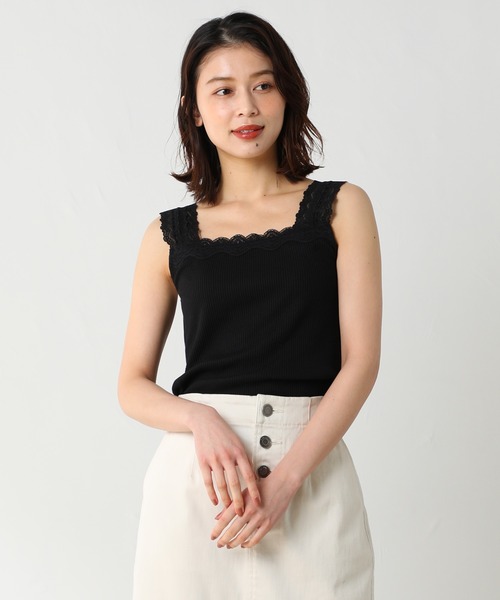 Honeys（ハニーズ）の「テレコレースキャミソール（キャミソール・レディース・ネイビー/ピンク系その他/オフホワイト/ブラック/グレイッシュベージュ/ミント/ラベンダー/モカ・M/S/L）」の3枚目の写真