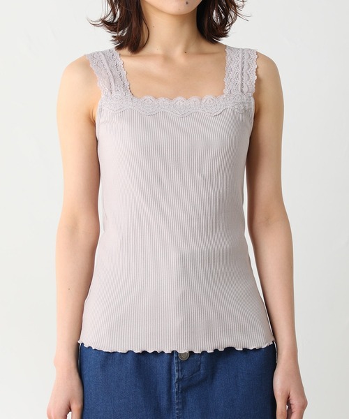 Honeys（ハニーズ）の「テレコレースキャミソール（キャミソール・レディース・ネイビー/ピンク系その他/オフホワイト/ブラック/グレイッシュベージュ/ミント/ラベンダー/モカ・M/S/L）」の10枚目の写真