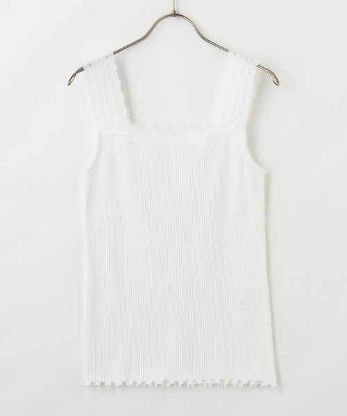 Honeys（ハニーズ）の「テレコレースキャミソール（キャミソール・レディース・ネイビー/ピンク系その他/オフホワイト/ブラック/グレイッシュベージュ/ミント/ラベンダー/モカ・M/S/L）」の18枚目の写真