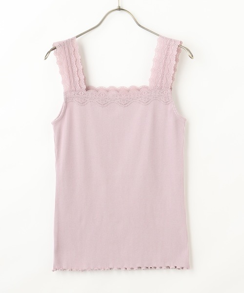 Honeys（ハニーズ）の「テレコレースキャミソール（キャミソール・レディース・ネイビー/ピンク系その他/オフホワイト/ブラック/グレイッシュベージュ/ミント/ラベンダー/モカ・M/S/L）」の13枚目の写真