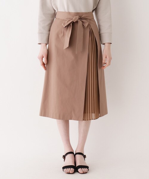 SOUP（スープ）の「◆【大きいサイズあり・13号・15号】クリアツイルドッキングプリーツスカート（スカート・レディース・カーキ/サンドベージュ/ライトベージュ・11/15 /13/09/07）」の4枚目の写真