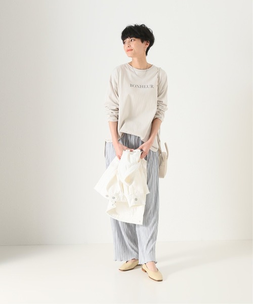 Simplicite（サンプリシテ）の「バックロゴ ロングTシャツ◆（Tシャツ/カットソー・レディース・ホワイト/ブラック/ベージュ・FREE）」の8枚目の写真