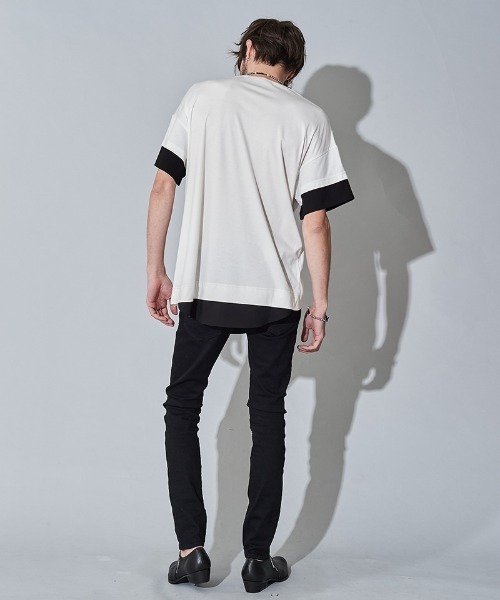 NO ID.（ノーアイディ）の「mt7149- ｽﾘｰﾚｲﾔｰﾄﾞC-N-Tｼｬﾂ（Tシャツ/カットソー・メンズ・ホワイト/ブラック/グレー・1/2）」の12枚目の写真