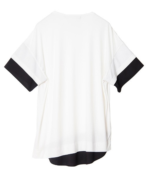 NO ID.（ノーアイディ）の「mt7149- ｽﾘｰﾚｲﾔｰﾄﾞC-N-Tｼｬﾂ（Tシャツ/カットソー・メンズ・ホワイト/ブラック/グレー・1/2）」の9枚目の写真