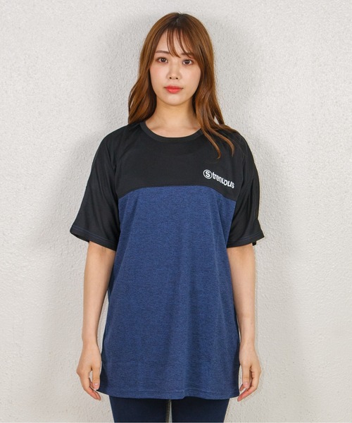 GGD(ジージーディー)の「カチオン天竺サイド切り替えビッグロゴTシャツ(Tシャツ/カットソー・レディース・グレー系その他/グレー/ネイビー系1/ネイビー系/ブラック・LL/L/M)」の6枚目の写真