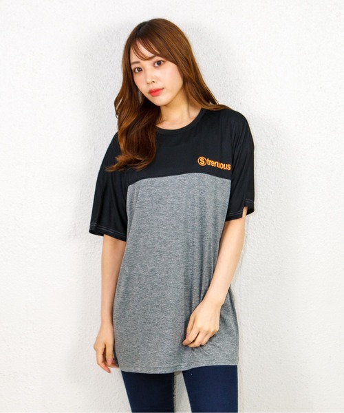 GGD(ジージーディー)の「カチオン天竺サイド切り替えビッグロゴTシャツ(Tシャツ/カットソー・レディース・グレー系その他/グレー/ネイビー系1/ネイビー系/ブラック・LL/L/M)」の14枚目の写真