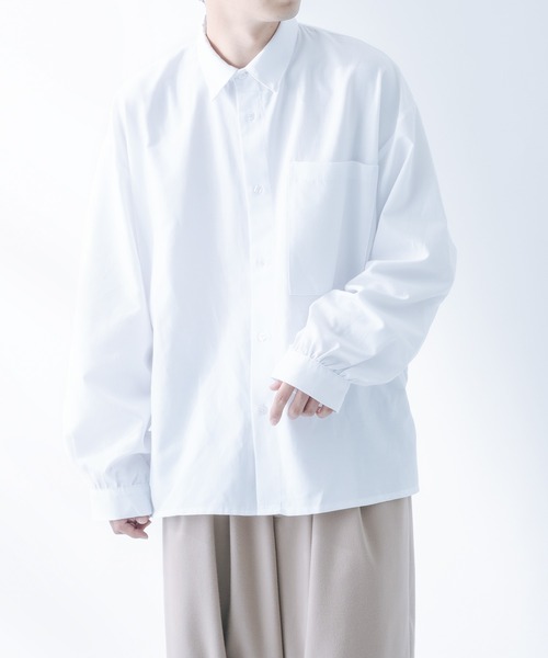 epnok（エプノック）の「サイドスリットオックスレギュラーシャツ（シャツ/ブラウス・メンズ・グレイッシュベージュ/オフホワイト・SMALL/MEDIUM/LARGE）」の3枚目の写真