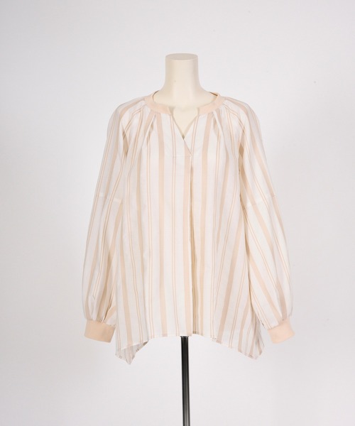 BDONNA（ビドンナ）の「カラミ風ドビーボーダー　ブラウス（シャツ/ブラウス・レディース・ネイビー/オフホワイト・MEDIUM）」の21枚目の写真