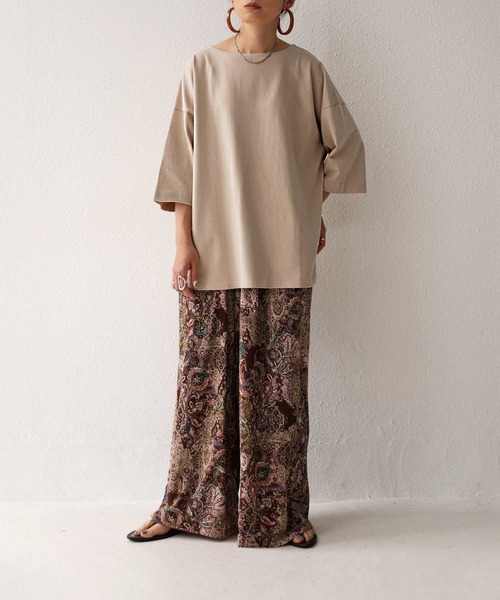 antiqua(アンティカ)の「オーガニックコットン裾ラウンド半袖T(Tシャツ/カットソー・レディース・ベージュ・LXL/ML)」の5枚目の写真
