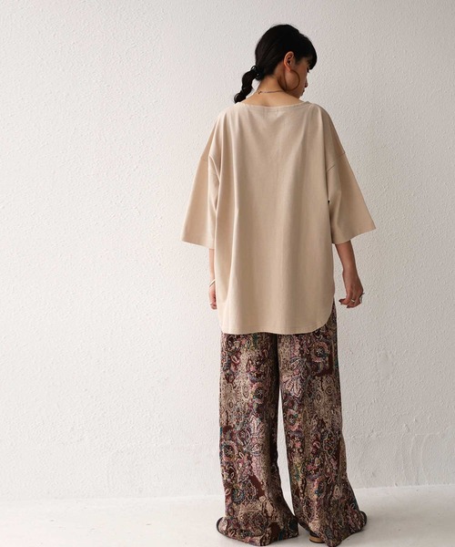 antiqua(アンティカ)の「オーガニックコットン裾ラウンド半袖T(Tシャツ/カットソー・レディース・ベージュ・LXL/ML)」の7枚目の写真