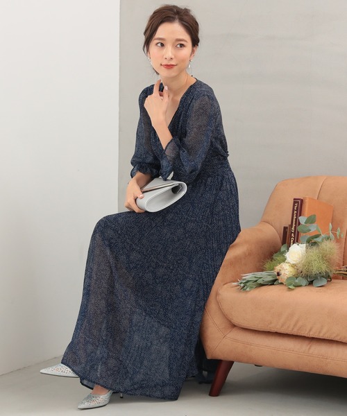 Kana(カナ)の「ドット柄 Vネック ロング丈 ワンピースドレス(ドレス・レディース・ブラック/ホワイト/ネイビー・M)」の20枚目の写真