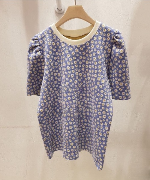 me+em select(ミームセレクト)の「マーガレットパフギャザースリーブトップス(Tシャツ/カットソー・レディース・ブルー/ブラック/ピンク/グリーン・FREE)」の16枚目の写真