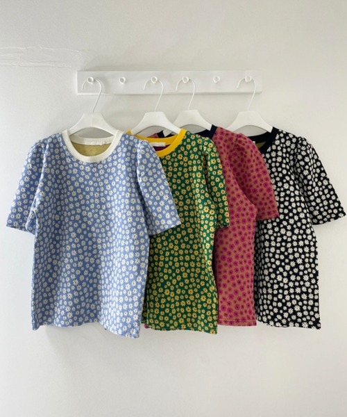 me+em select（ミームセレクト）の「マーガレットパフギャザースリーブトップス（Tシャツ/カットソー・レディース・ブルー/ブラック/ピンク/グリーン・FREE）」の14枚目の写真