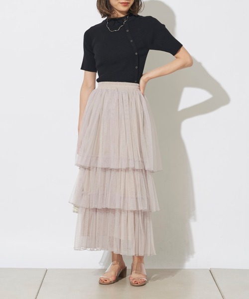 prose verse（プロズヴェール）の「アシメボタンリブハイネック半袖プルオーバー（ニット/セーター・レディース・グリーン系その他/グレイッシュベージュ/オフホワイト/ブラック・ﾌﾘ-）」の14枚目の写真