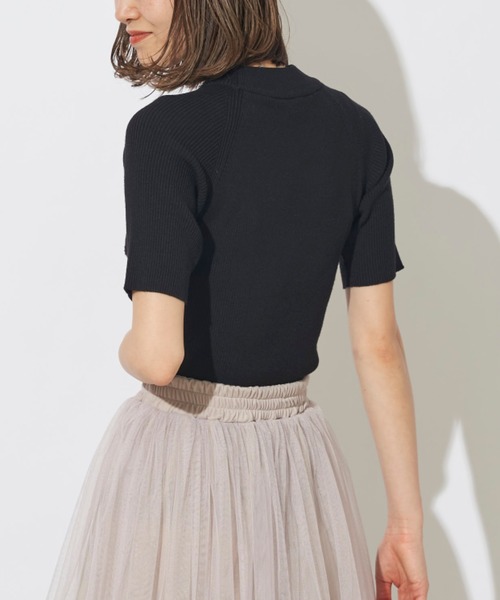 prose verse（プロズヴェール）の「アシメボタンリブハイネック半袖プルオーバー（ニット/セーター・レディース・グリーン系その他/グレイッシュベージュ/オフホワイト/ブラック・ﾌﾘ-）」の6枚目の写真
