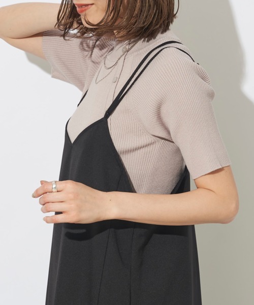 prose verse（プロズヴェール）の「アシメボタンリブハイネック半袖プルオーバー（ニット/セーター・レディース・グリーン系その他/グレイッシュベージュ/オフホワイト/ブラック・ﾌﾘ-）」の17枚目の写真