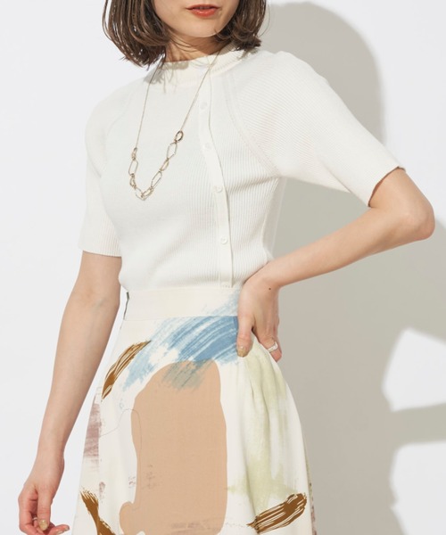 prose verse（プロズヴェール）の「アシメボタンリブハイネック半袖プルオーバー（ニット/セーター・レディース・グリーン系その他/グレイッシュベージュ/オフホワイト/ブラック・ﾌﾘ-）」の19枚目の写真