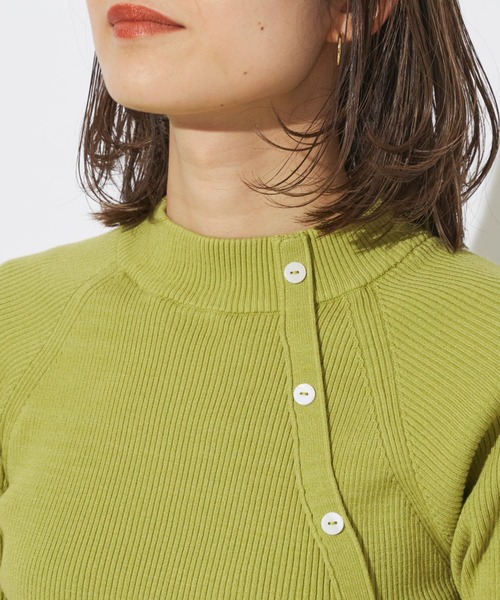 prose verse（プロズヴェール）の「アシメボタンリブハイネック半袖プルオーバー（ニット/セーター・レディース・グリーン系その他/グレイッシュベージュ/オフホワイト/ブラック・ﾌﾘ-）」の22枚目の写真