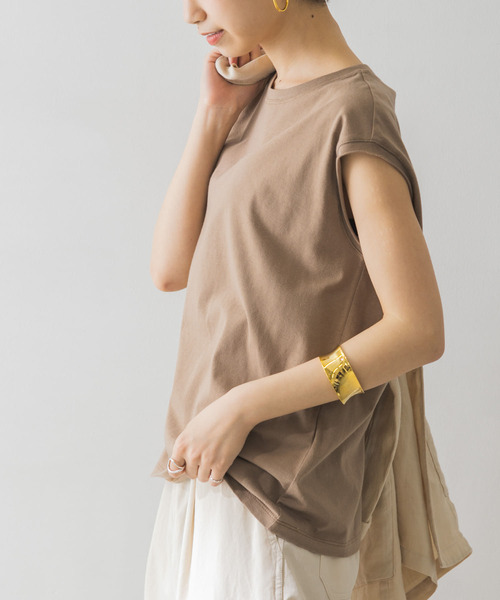 URBAN RESEARCH（アーバンリサーチ）の「『WEB限定』ロゴ刺繍フレンチスリーブTシャツ（Tシャツ/カットソー・レディース・ホワイト/チャコールグレー/モカ/ライトベージュ・FREE）」の9枚目の写真