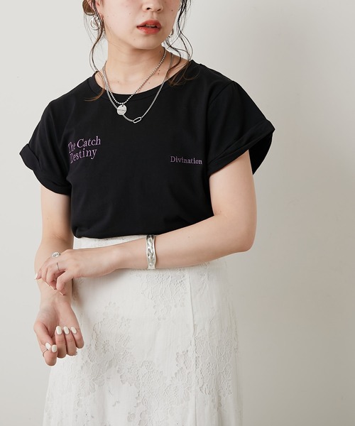 Chico（チコ）の「ロゴ刺繍チビTシャツ（Tシャツ/カットソー・レディース・ホワイト/ブラック/ピンク/ブラック系その他/ライトグリーン系/ホワイト系その他・FREE）」の15枚目の写真