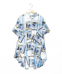 AS KNOW AS de base | 先染め花スタンプＳＨＯＰ(シャツワンピース)