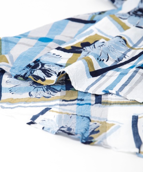 AS KNOW AS de base（アズノゥアズドゥバズ）の「先染め花スタンプＳＨＯＰ（シャツワンピース・レディース・サックスブルー/レッド・FREE）」の14枚目の写真