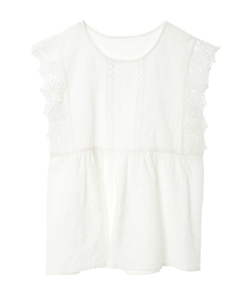 fifth（フィフス）の「レース袖ペプラムコットンブラウス（シャツ/ブラウス・レディース・ホワイト/ブラック/ブルー・MEDIUM）」の6枚目の写真