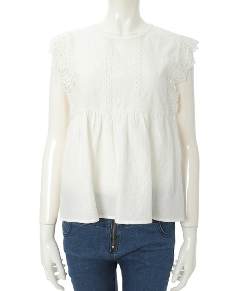 fifth（フィフス）の「レース袖ペプラムコットンブラウス（シャツ/ブラウス・レディース・ホワイト/ブラック/ブルー・MEDIUM）」の9枚目の写真