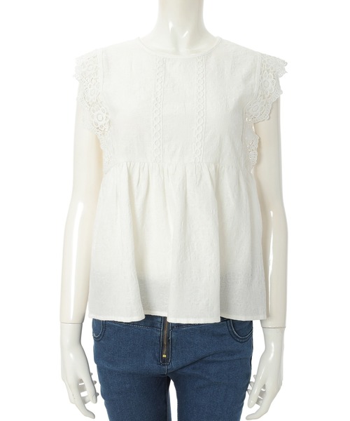 fifth（フィフス）の「レース袖ペプラムコットンブラウス（シャツ/ブラウス・レディース・ホワイト/ブラック/ブルー・MEDIUM）」の5枚目の写真