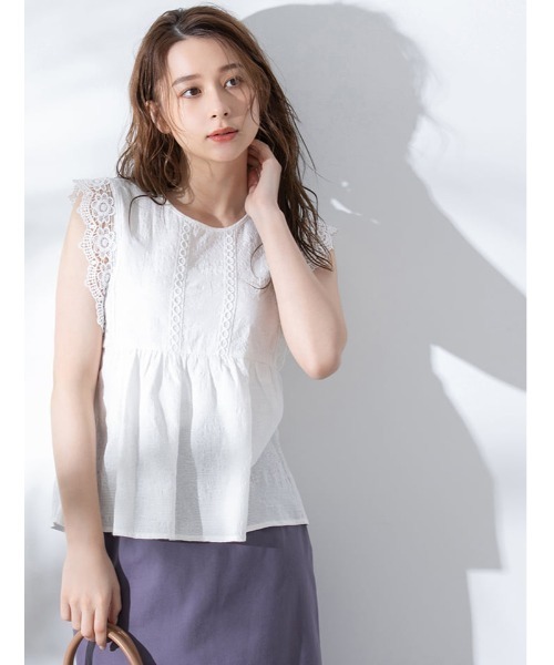 fifth（フィフス）の「レース袖ペプラムコットンブラウス（シャツ/ブラウス・レディース・ホワイト/ブラック/ブルー・MEDIUM）」の16枚目の写真