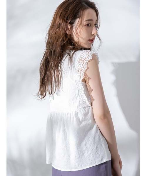 fifth（フィフス）の「レース袖ペプラムコットンブラウス（シャツ/ブラウス・レディース・ホワイト/ブラック/ブルー・MEDIUM）」の17枚目の写真