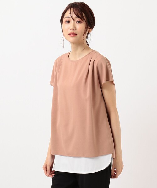 J.PRESS(ジェイプレス)の「【洗える】レイヤード ツインセット(Tシャツ/カットソー・レディース・ベージュ系/ピンク系/スモーキーグリーン系・T15/T13)」の9枚目の写真