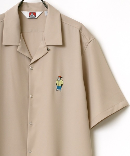 BEN DAVIS(ベンデイビス)の「BEN DAVIS/ベンデイビス ビッグシルエット ワンポイント ミニゴリラ刺繍 オープンカラーシャツ(シャツ/ブラウス・メンズ・ベージュ/オレンジ/ライトグリーン/エメラルド・M/L)」の1枚目の写真