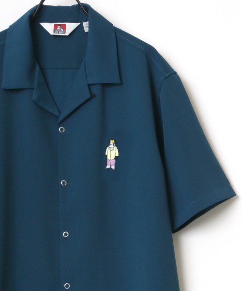 BEN DAVIS(ベンデイビス)の「BEN DAVIS/ベンデイビス ビッグシルエット ワンポイント ミニゴリラ刺繍 オープンカラーシャツ(シャツ/ブラウス・メンズ・ベージュ/オレンジ/ライトグリーン/エメラルド・M/L)」の3枚目の写真