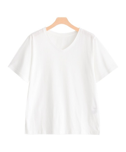 Pierrot（ピエロ）の「汗ジミ防止  選べるベーシックTシャツ（Tシャツ/カットソー・レディース・ブラック/オフホワイト/ピンク/ホワイト系その他/ブラック系その他/ベージュ系その他/ピンク系その他/グレイッシュベージュ・M/L）」の3枚目の写真