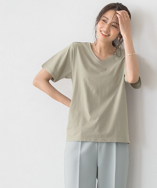 Pierrot（ピエロ）の「汗ジミ防止  選べるベーシックTシャツ（Tシャツ/カットソー・レディース・ブラック/オフホワイト/ピンク/ホワイト系その他/ブラック系その他/ベージュ系その他/ピンク系その他/グレイッシュベージュ・M/L）」の14枚目の写真