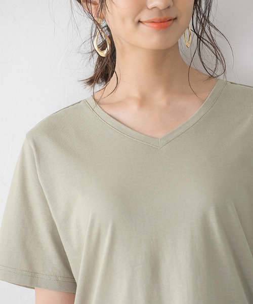 Pierrot（ピエロ）の「汗ジミ防止  選べるベーシックTシャツ（Tシャツ/カットソー・レディース・ブラック/オフホワイト/ピンク/ホワイト系その他/ブラック系その他/ベージュ系その他/ピンク系その他/グレイッシュベージュ・M/L）」の18枚目の写真