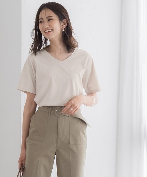 Pierrot（ピエロ）の「汗ジミ防止  選べるベーシックTシャツ（Tシャツ/カットソー・レディース・ブラック/オフホワイト/ピンク/ホワイト系その他/ブラック系その他/ベージュ系その他/ピンク系その他/グレイッシュベージュ・M/L）」の9枚目の写真