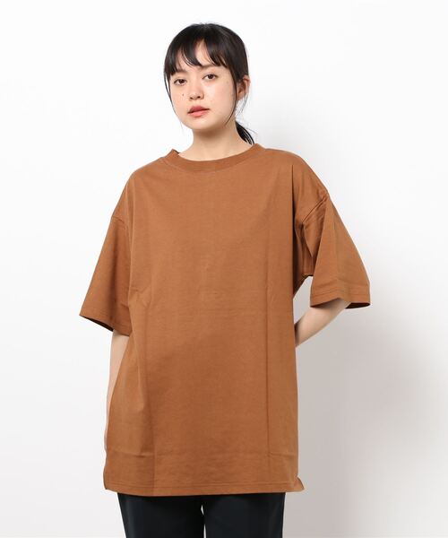 ehka sopo（エヘカソポ）の「ヘンリーネック前後着Tシャツ（Tシャツ/カットソー・レディース・キナリ/グリーン/ブラウン・ﾌﾘ-）」の5枚目の写真