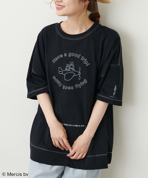 Miffy（ ミッフィー）の「【WEB限定】MIFFY ミッフィープリント×刺繍Tシャツ（Tシャツ/カットソー・レディース・ホワイト/ブラック・FREE）」の2枚目の写真