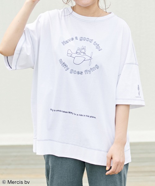 Miffy（ ミッフィー）の「【WEB限定】MIFFY ミッフィープリント×刺繍Tシャツ（Tシャツ/カットソー・レディース・ホワイト/ブラック・FREE）」の3枚目の写真