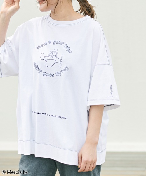 Miffy（ ミッフィー）の「【WEB限定】MIFFY ミッフィープリント×刺繍Tシャツ（Tシャツ/カットソー・レディース・ホワイト/ブラック・FREE）」の4枚目の写真