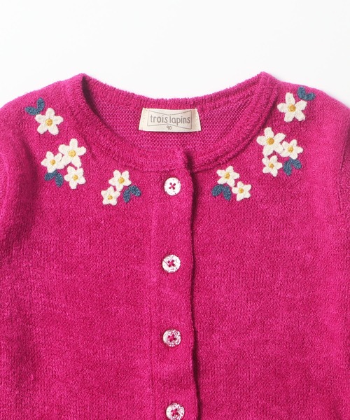 trois lapins kp（トロワラパンケーピー）の「お花刺しゅうのカーディガン(80-90cm)（カーディガン/ボレロ・キッズ・ブラック/ワインレッド・90cm/80ｃｍ）」の4枚目の写真