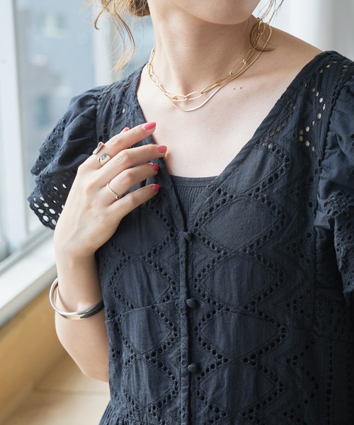 DISCOAT（ディスコート）の「生地レースフリルノースリーブワンピース（ワンピース・レディース・ブラック/イエロー・FREE）」の9枚目の写真