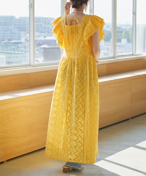 DISCOAT（ディスコート）の「生地レースフリルノースリーブワンピース