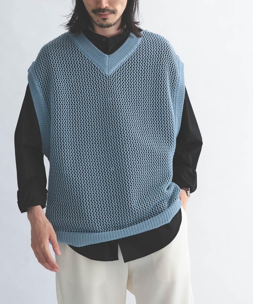 URBAN RESEARCH(アーバンリサーチ)の「URBAN RESEARCH iD メッシュVネックニットベスト(ベスト・メンズ・ブルー系その他/イエロー/ブラック・FREE)」の6枚目の写真