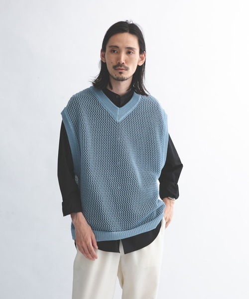 URBAN RESEARCH(アーバンリサーチ)の「URBAN RESEARCH iD メッシュVネックニットベスト(ベスト・メンズ・ブルー系その他/イエロー/ブラック・FREE)」の7枚目の写真