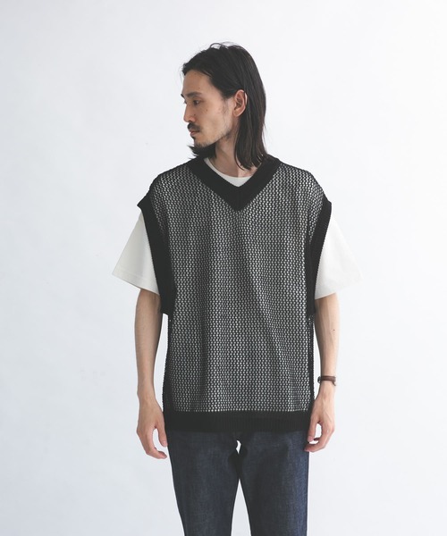 URBAN RESEARCH(アーバンリサーチ)の「URBAN RESEARCH iD メッシュVネックニットベスト(ベスト・メンズ・ブルー系その他/イエロー/ブラック・FREE)」の10枚目の写真