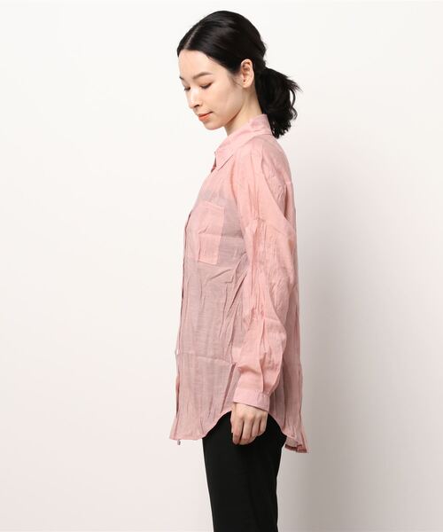 lakkanoir(ラッカノア)の「透け感シアーカラーブラウス(シャツ/ブラウス・レディース・ホワイト/ベージュ/ピンク/イエロー/グリーン・S/M/L/XL)」の11枚目の写真