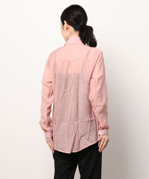lakkanoir(ラッカノア)の「透け感シアーカラーブラウス(シャツ/ブラウス・レディース・ホワイト/ベージュ/ピンク/イエロー/グリーン・S/M/L/XL)」の12枚目の写真
